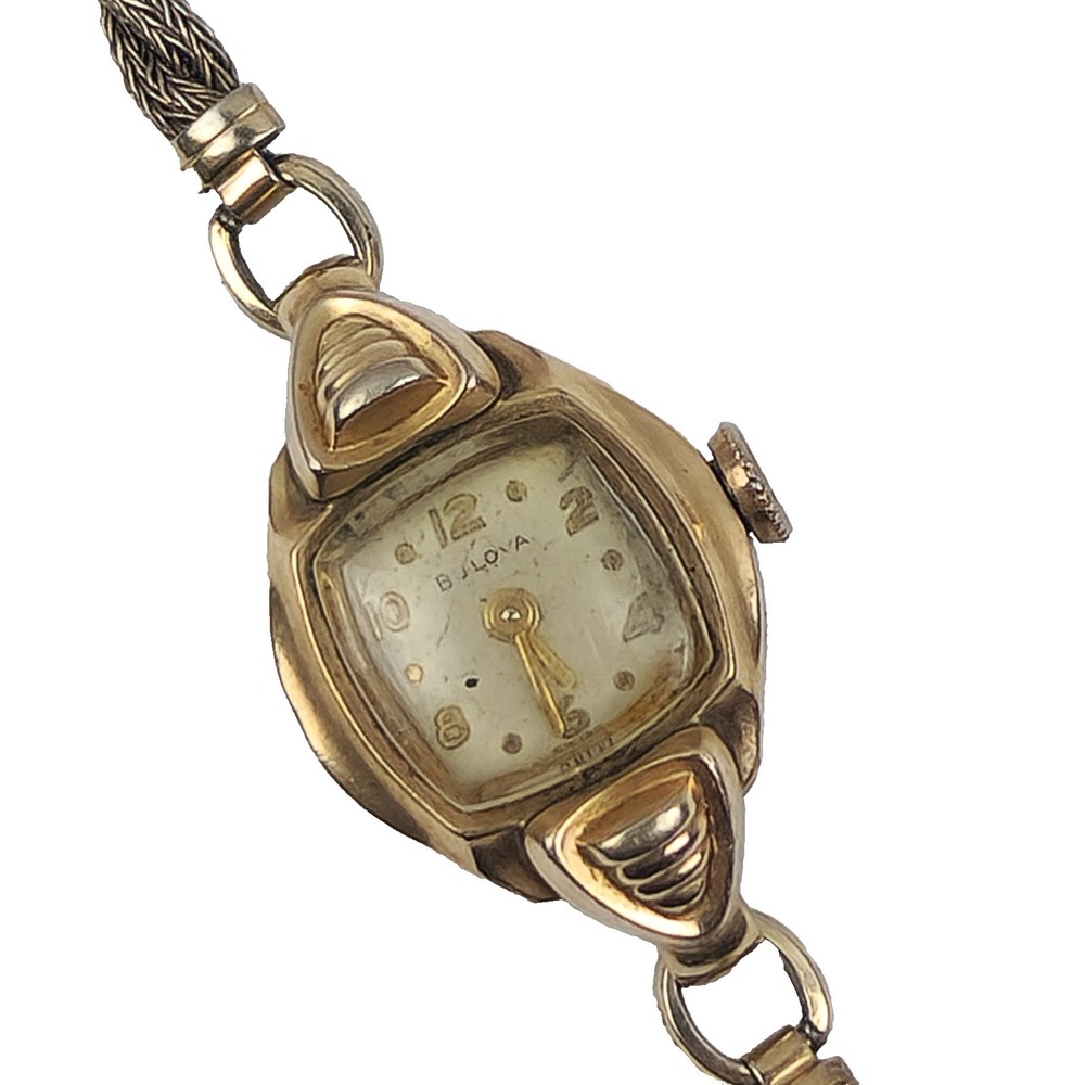 Vintage Bulova Watch 10k RGP Bezel 17 Jewel Gruen Cased & Timed FOR PARTS